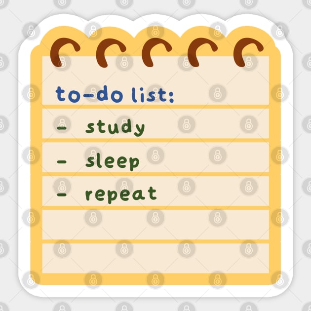 Study Sleep Repeat To-Do List Sticker by lexa-png